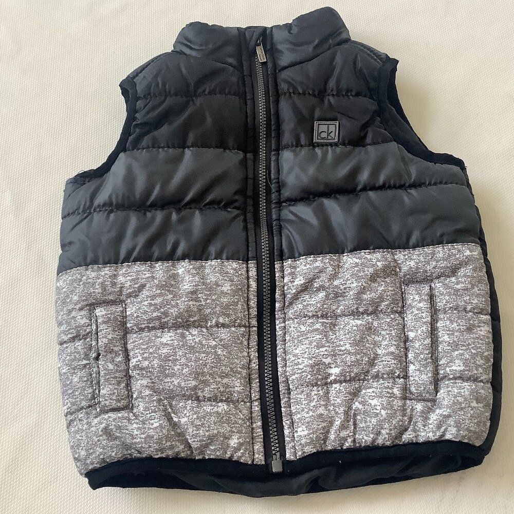 Infant Calvin Klein Jeans Puffer Vest Gray / Black 12M  Trendy Practical